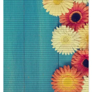 Duschmatte Bunte Gerbera auf Holz 180 x 65 cm Expressversand