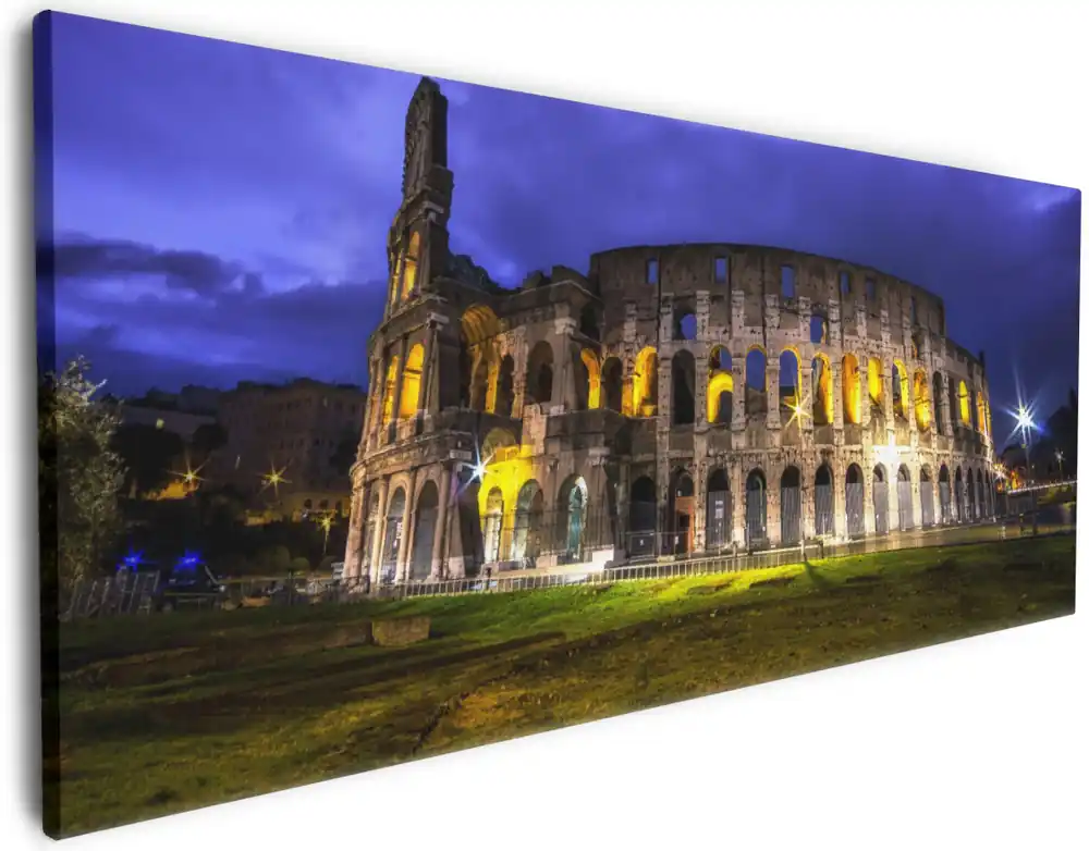 Sichere Zahlung Leinwandbild Italien bei Nacht - Kollosseum in Rom, beleuchtet am Abend 80 x 200 cm