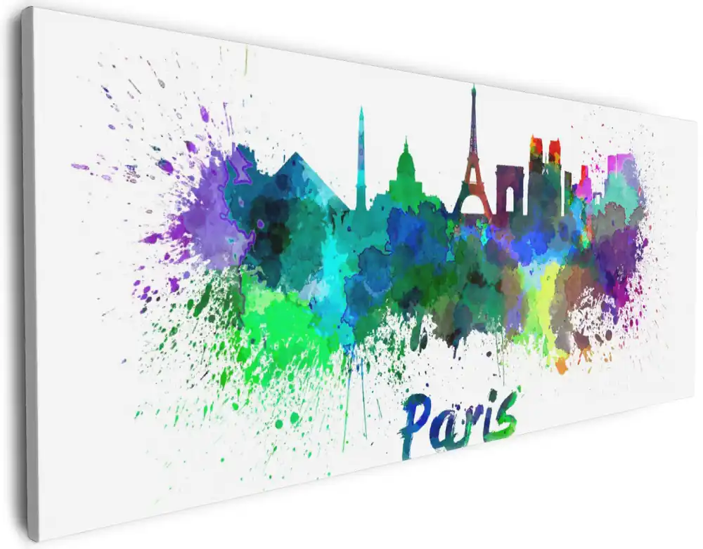 Leinwandbild Städte als Aquarell - Skyline von Paris 60 x 90 cm Geprüft