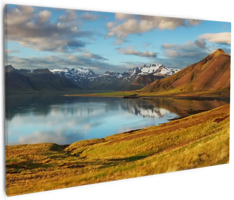 Sonderaktion Leinwandbild Bergpanorama mit Spiegelung im See 60 x 150 cm