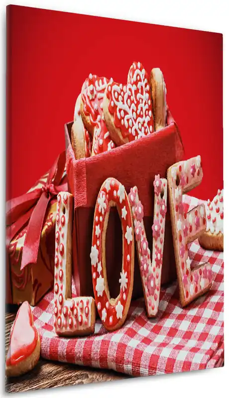 Leinwandbild Love Bakery - Backen mit Liebe 50 x 50 cm Billig