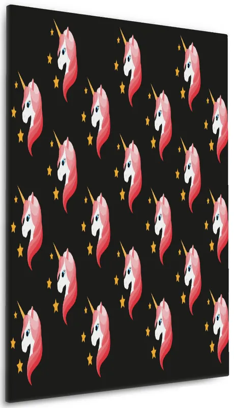 Leinwandbild Einhorn Muster - Süße rosa Einhörner mit Sternen 60 x 90 cm Preisreduziert