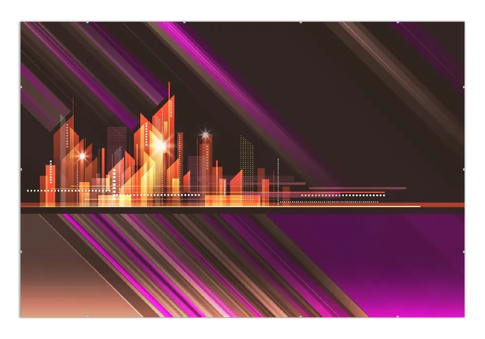 Poster Abstrakte Skyline einer modernen Stadt 61 x 91,5 cm, mit schwarzem Aluminiumrahmen Nur Für Kurze Zeit