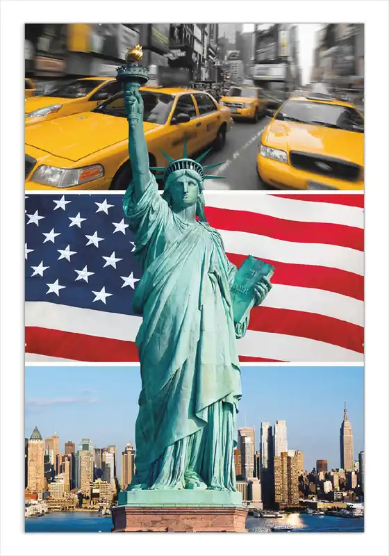 Letzte Chance Poster New York Collage 70 x 100 cm, mit weißem Aluminumrahmen