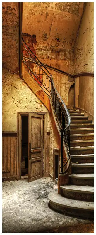 Neue Kollektion Poster Rustikale Holztreppe 70 x 100 cm, mit schwarzem Aluminiumrahmen