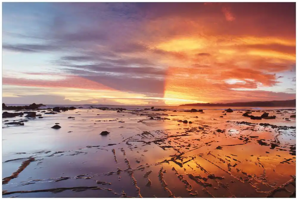 Bestseller Poster Wattwanderung am Meer bei Sonnenuntergang 61 x 91,5 cm