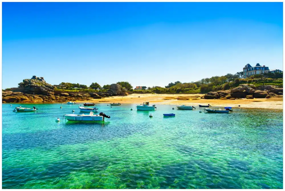 Letzte Chance Poster Französische Bucht mit klarem Wasser und Booten 40 x 50 cm,Poster ohne Rahmen
