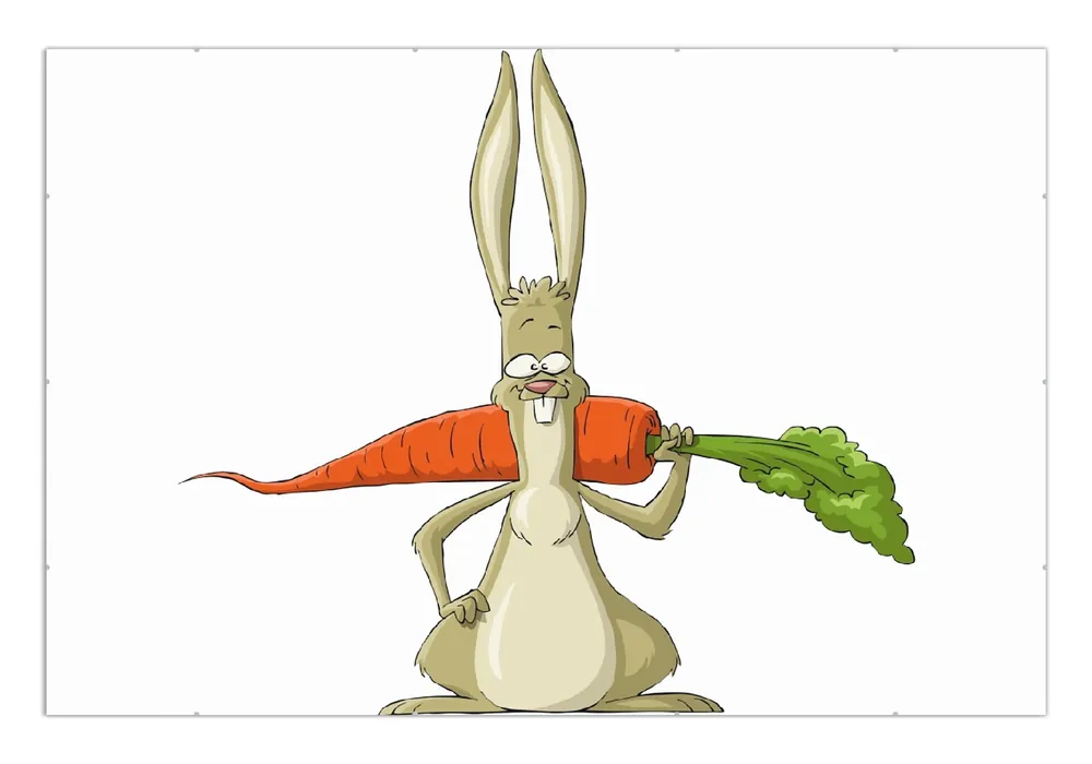 Poster Lustiger Hase mit Möhre im Comic Stil 70 x 100 cm Meistverkauft