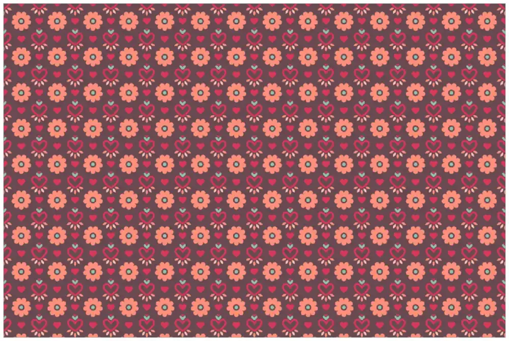 Poster Muster mit Blumen und Herzen 61 x 91,5 cm, mit weißem Aluminumrahmen Angebot