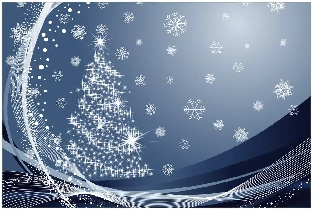 Selbstklebendes Poster Glitzernder Tannenbaum mit Schneeflocken 100 x 150 cm Preiswert