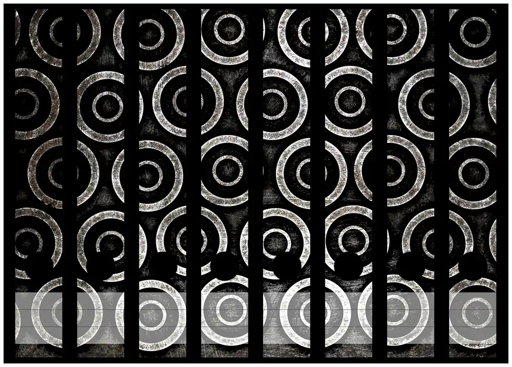 Ordnerrücken Sticker Abstraktes Kreismuster in schwarz und silber inkl. schmaler Ordner, 8 Sticker Schneller Versand