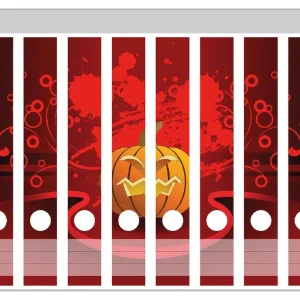 Abverkauf Ordnerrücken Sticker Geschnitzter Halloween-Kürbis im Comic Stil für schmale Ordner, 12 Sticker