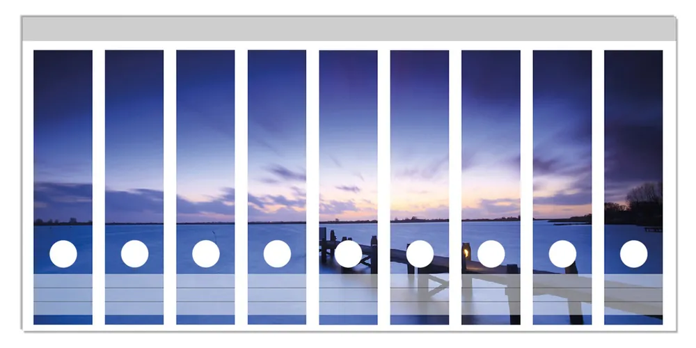 Ordnerrücken Sticker Steg bei Abenddämmerung - Blauer Himmel bei Nacht für breite Ordner, 9 Sticker Preiswert