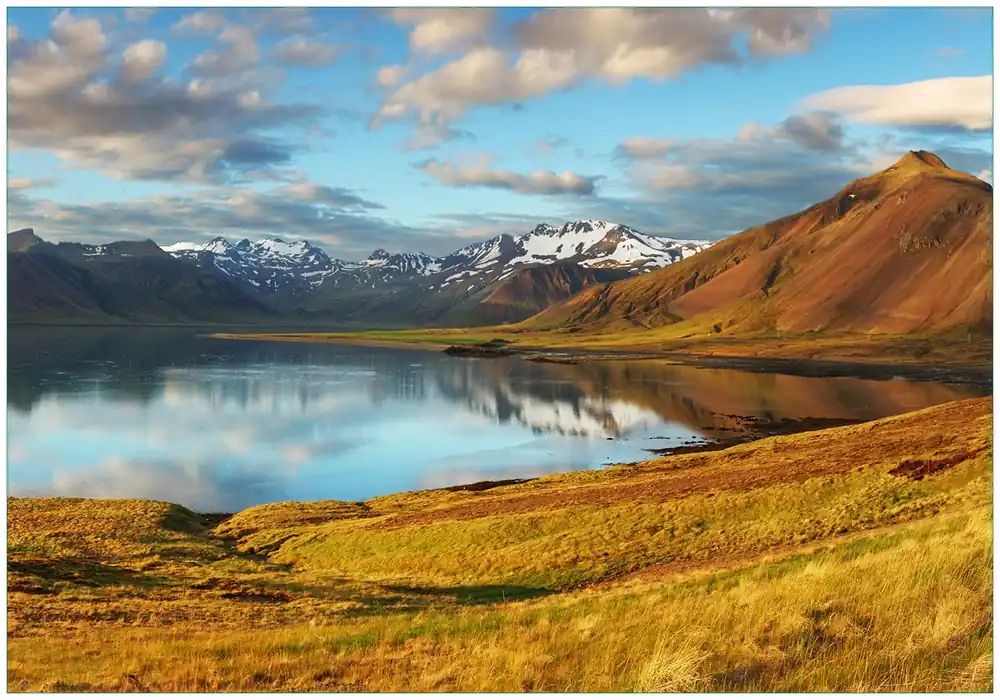 Vliestapete Bergpanorama mit Spiegelung im See 300 x 210 cm Angebot