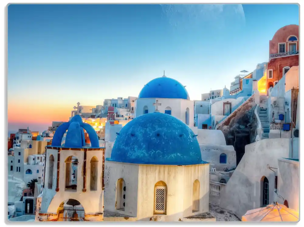 Glasunterlage Urlaub auf Santorini 30 x 40 cm Bestpreis