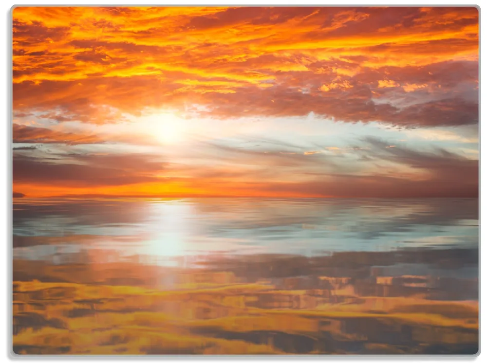 Beliebt Glasunterlage Abendrot in Reflexion über dem See 30 x 40 cm