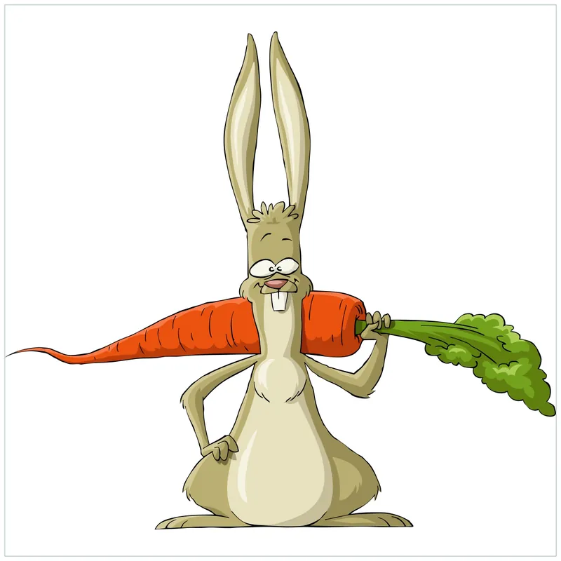 Sonderaktion Möbelfolie Lustiger Hase mit Möhre im Comic Stil 55 x 55 cm