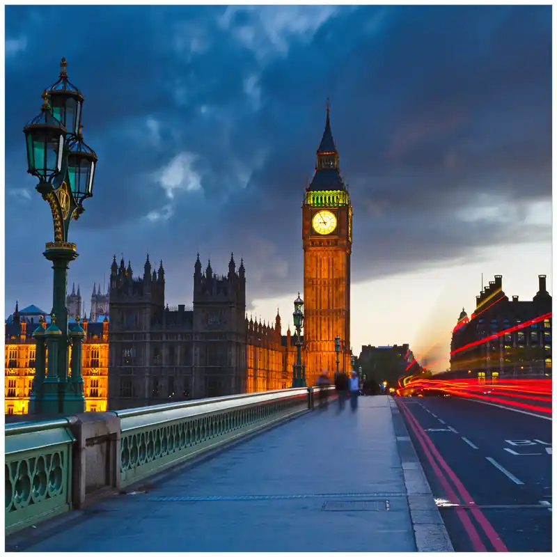 Expressversand Glasunterlage London- Big Ben bei Nacht 55 x 55 cm