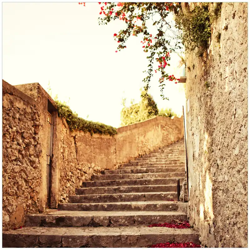 Glasunterlage Steinerne Treppe in Italien 55 x 55 cm Knallerangebot