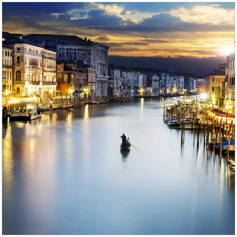 Glasunterlage Canal Grande in Venedig am Abend mit untergehender Sonne 55 x 55 cm Mega-Angebot