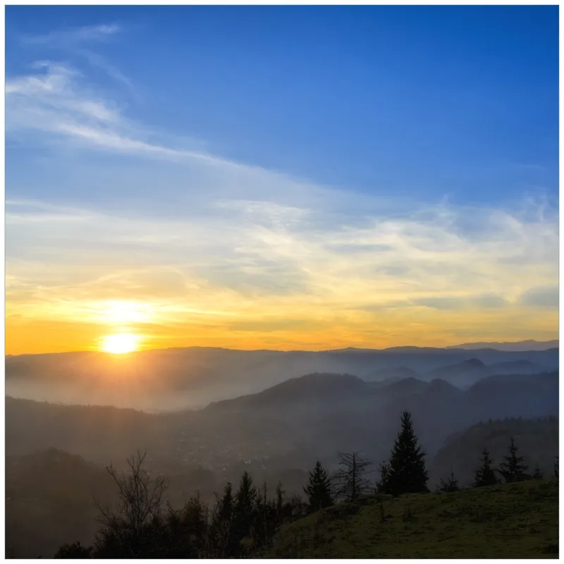 Glasunterlage Sonnenaufgang über dem Schwarzwald 55 x 55 cm Gratis Versand