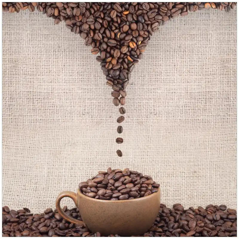 Glasunterlage Tasse mit Kaffeebohnen - Kaffeedesign 55 x 55 cm Sonderangebot