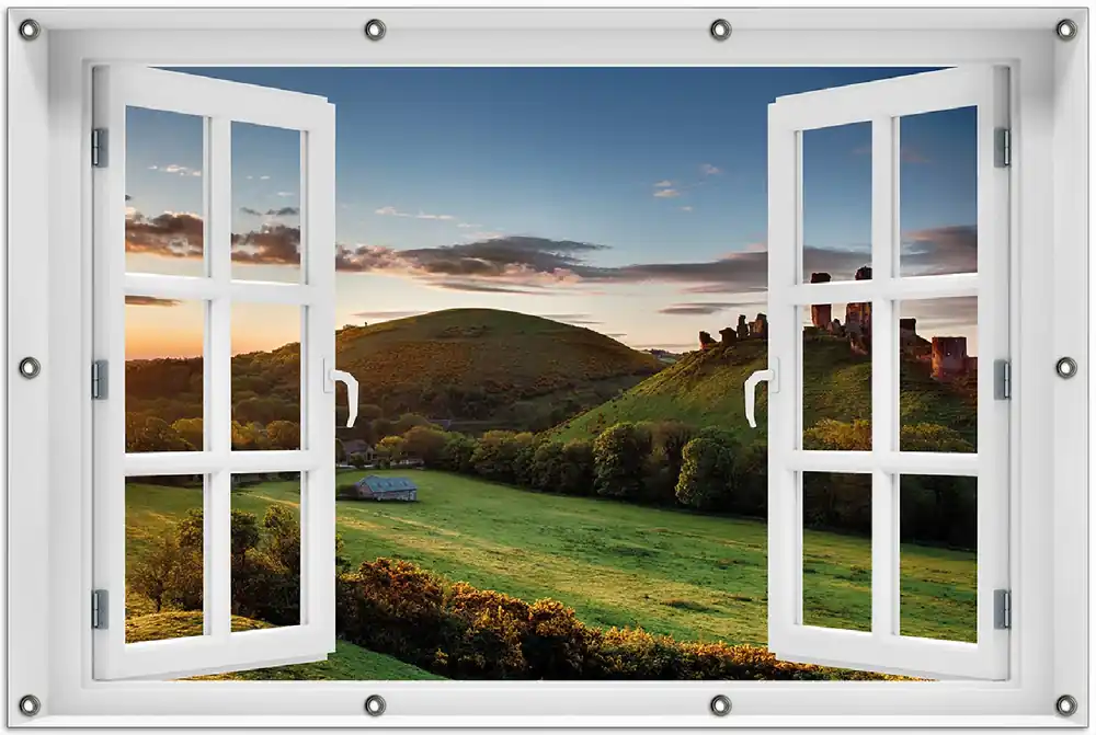 Wochenendangebot Gartenposter Schlosspanorama in England bei Sonnenaufgang ca. 60 x 90 cm