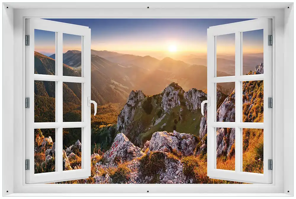 Gartenposter Berglandschaft mit Sonnenuntergang in der Slowakei ca. 60 x 90 cm Echt