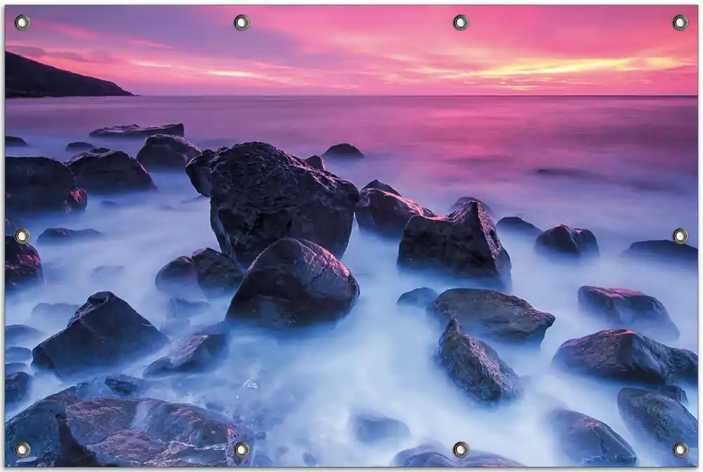 Gartenposter Felsen im Meer bei Sonnenuntergang Rund. 30 cm Durchmesser Wochenendangebot