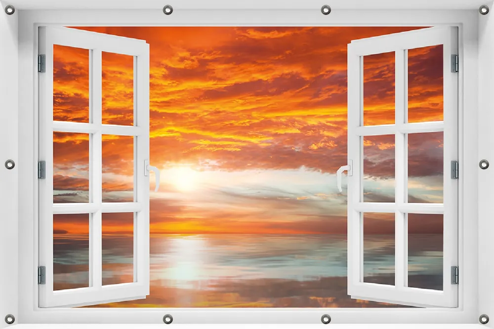 Nur Heute Gartenposter Abendrot in Reflexion über dem See 100 x 150 cm
