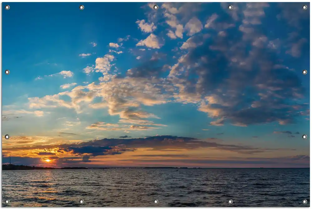 Gartenposter Sonnenuntergang über einem Fluss ca. 60 x 90 cm Neuheit