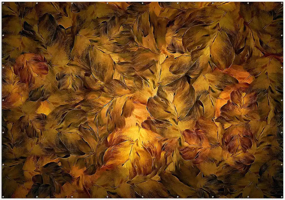 Meistverkauft Gartenposter Goldene Blätter in Ölfarben 80 x 120 cm