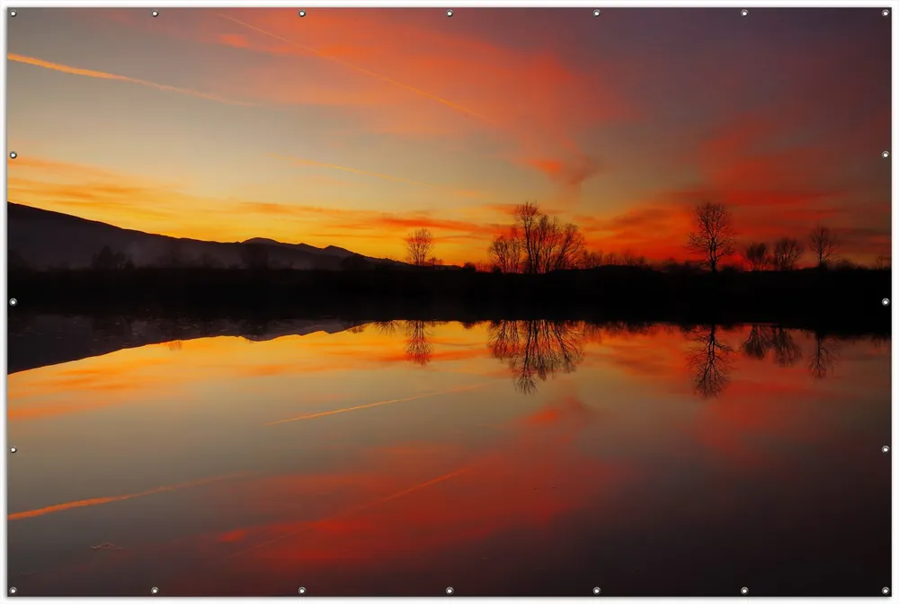 Neu Im Sortiment Gartenposter Abendrot am Himmel über einem See ca. 60 x 90 cm