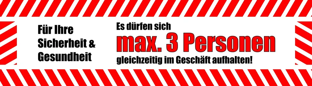 Geprüft Hinweisschild Maximal 3 Personen 17,5 x 5 cm
