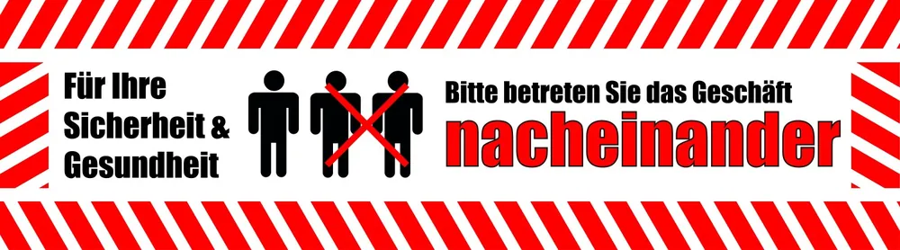 Schneller Versand Hinweisschild Bitte das Geschäft einzeln betreten 35 x 10 cm