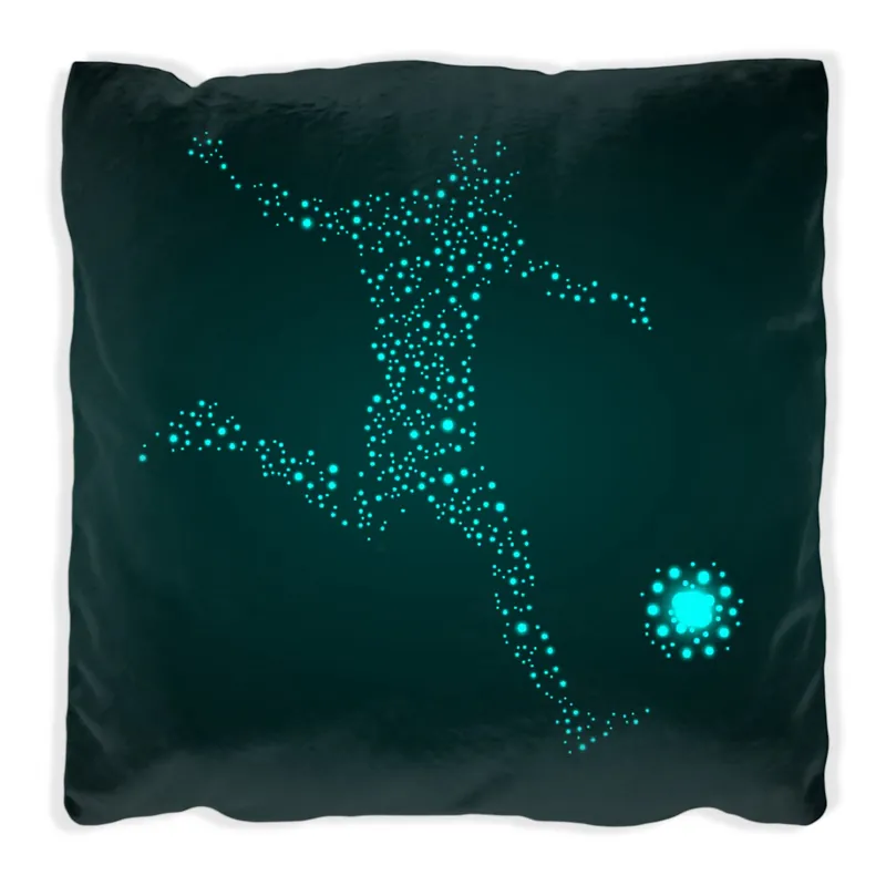 Kissen Fußball - ein Spieler aus tausend Sternen in türkis 40 x 40 cm, weiß Mega-Angebot