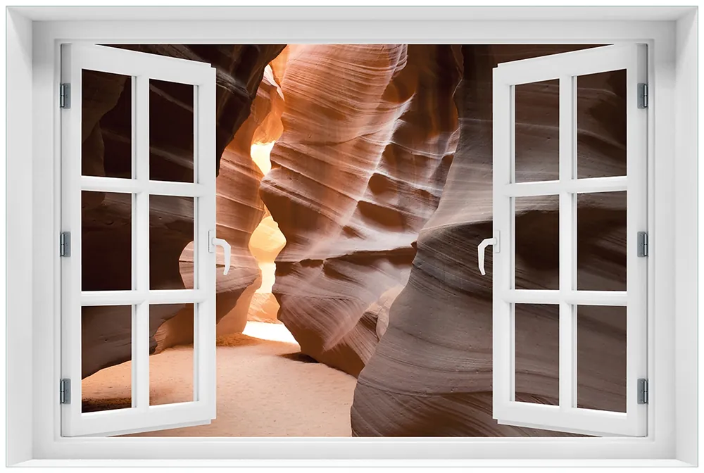 Sonderangebot Glasbild Antelope Canyon Arizona USA 60 x 90 cm mit Fensterrahmen