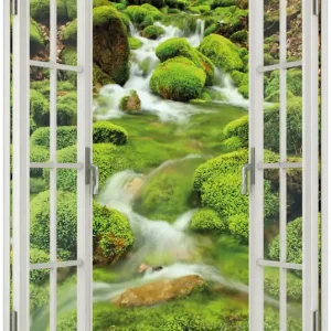 Abverkauf Acrylglasbild Moosiger Bach 60 x 90 cm mit Fensterrahmen