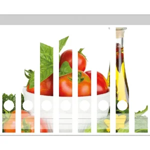Abverkauf Ordnerrücken Sticker Frische Salatzutaten mit Kräuter-Öl - Tomaten, Gurke, Petersilie für schmale Ordner, 12 Sticker