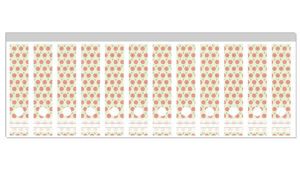 Ordnerrücken Sticker Muster mit roten Blumen und grünen Blättern für schmale Ordner, 12 Sticker Saisonangebot