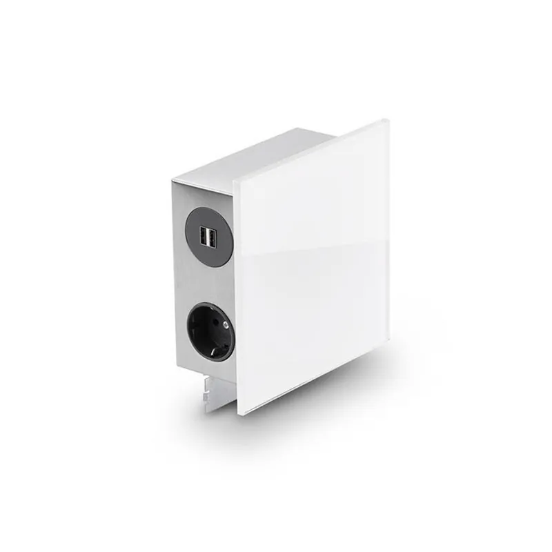Heißes Angebot WIPO Mira Quad Glas USB A/C, Steckdosenelement, Edelstahl/Glas