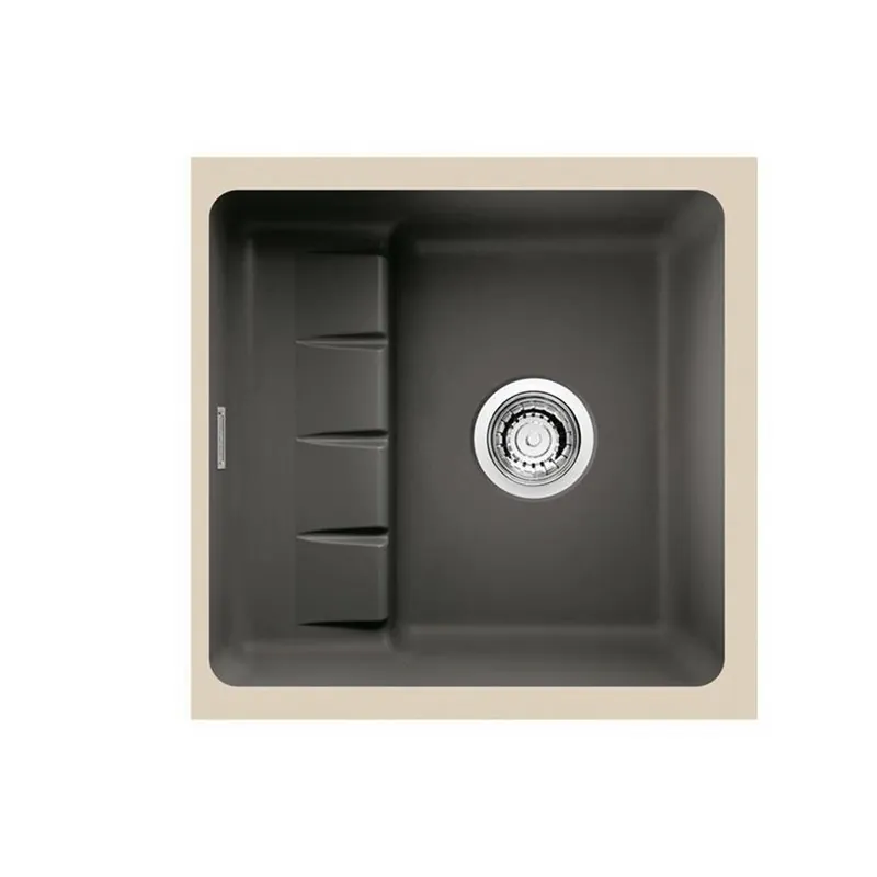 Sale Naber Unterbauspülen-Set PickUP U Keramik schiefer und Armatur Arco 2 chrom Hochdruck und Premium Exzenter Edelstahl