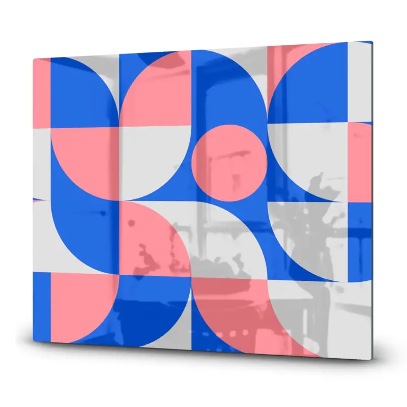 Expressversand Herdabdeckplatte Blau/Orange abstraktes Kunstwerk 60x52