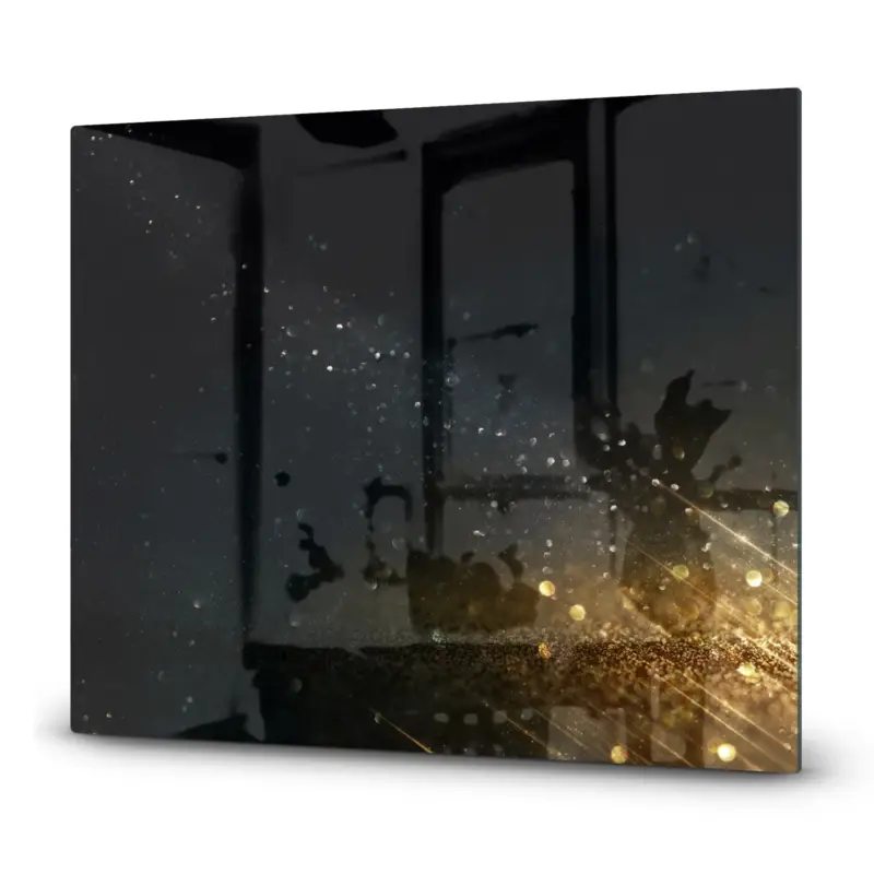 Herdabdeckplatte Schwarz-goldener Glitzerhintergrund 60x52 Highlight
