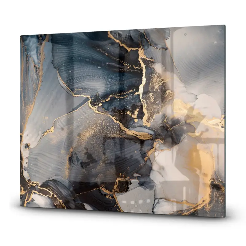 Herdabdeckplatte Schwarz-Gold-abstrakte Kunst 60x52 Neue Kollektion