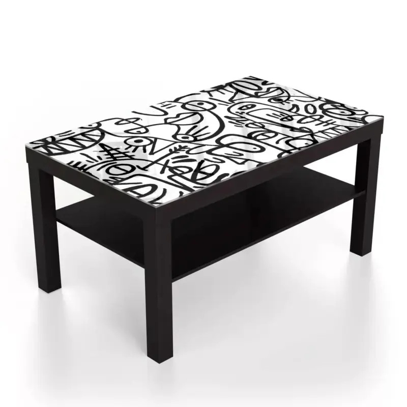 Couchtische 90x55 Schwarz-Weiß-Graffiti-Muster Schwarz Jetzt Bestellen