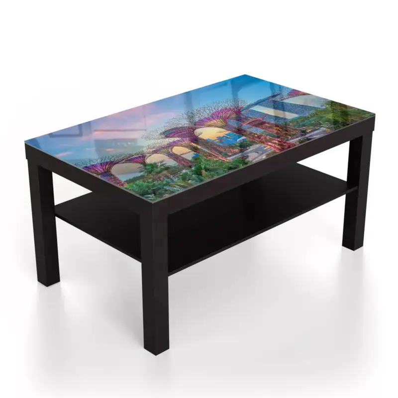 Couchtische 90x55 Sonnenuntergang in Singapur Schwarz Geprüft