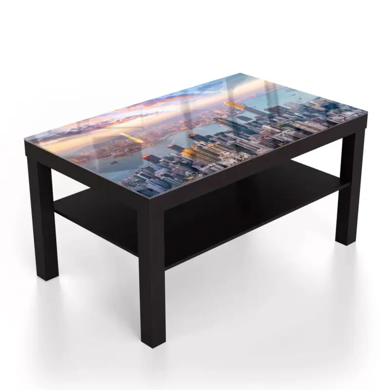 Günstig Couchtische 90x55 Hongkong Skyline Schwarz