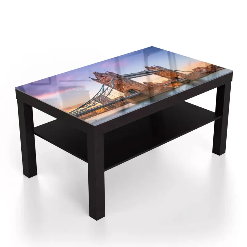 Couchtische 90x55 Tower Bridge bei Sonnenuntergang Schwarz Billig