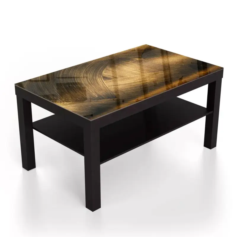 Couchtische 90x55 Goldene Schwünge Schwarz Neu